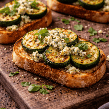Grilled Zucchini and Blue Cheese Bruschetta