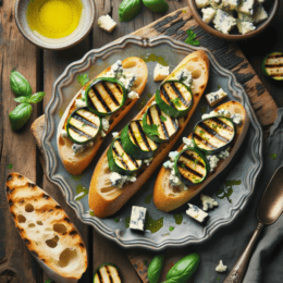 Grilled Zucchini and Blue Cheese Bruschetta