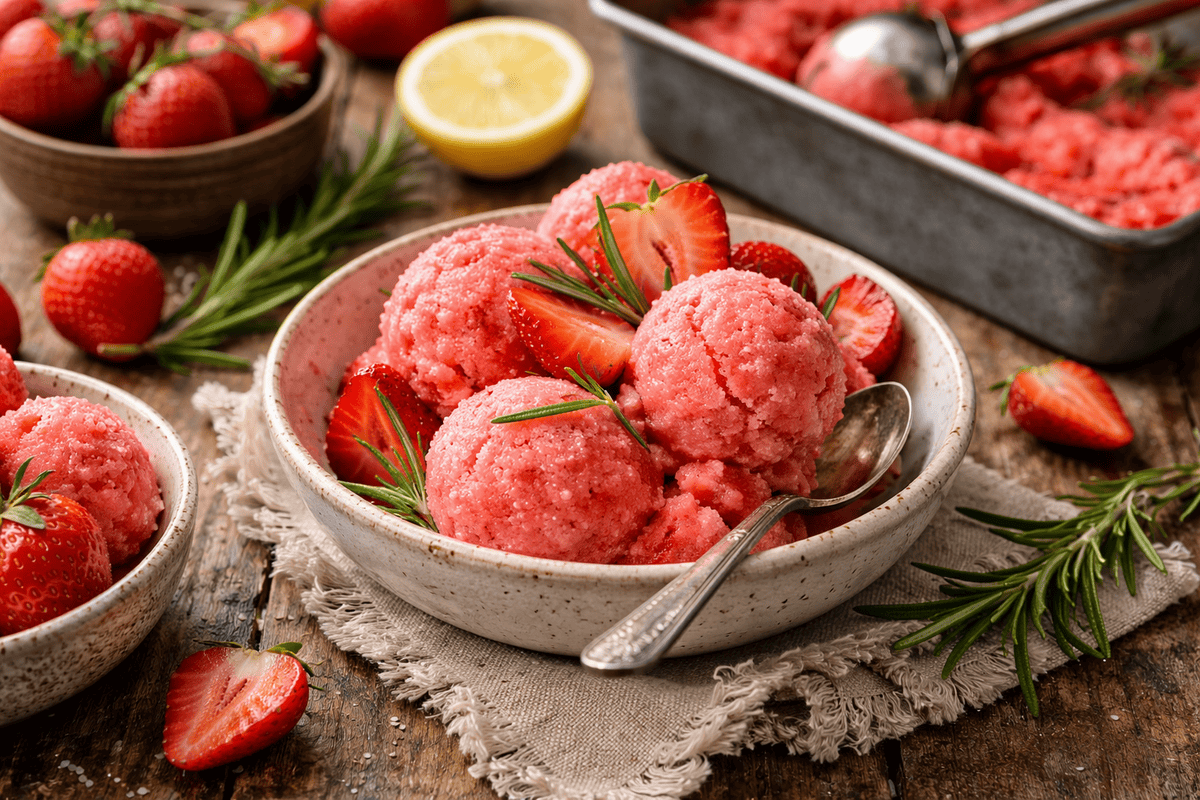 Strawberry Rosemary Sorbet