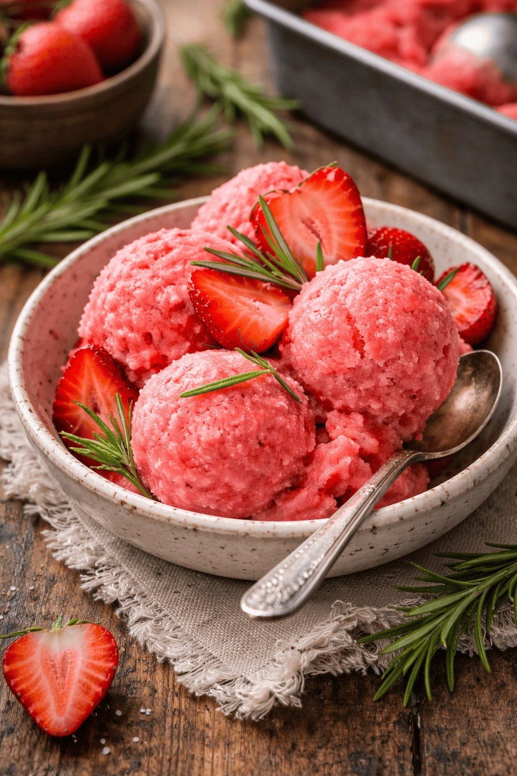 Strawberry Rosemary Sorbet