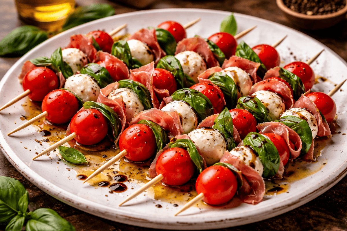 Caprese Skewers with Prosciutto