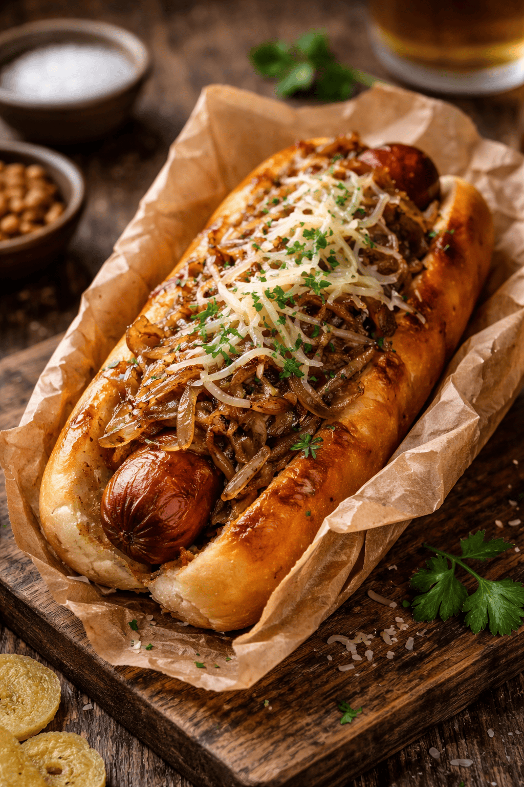French Onion Hot Dogs