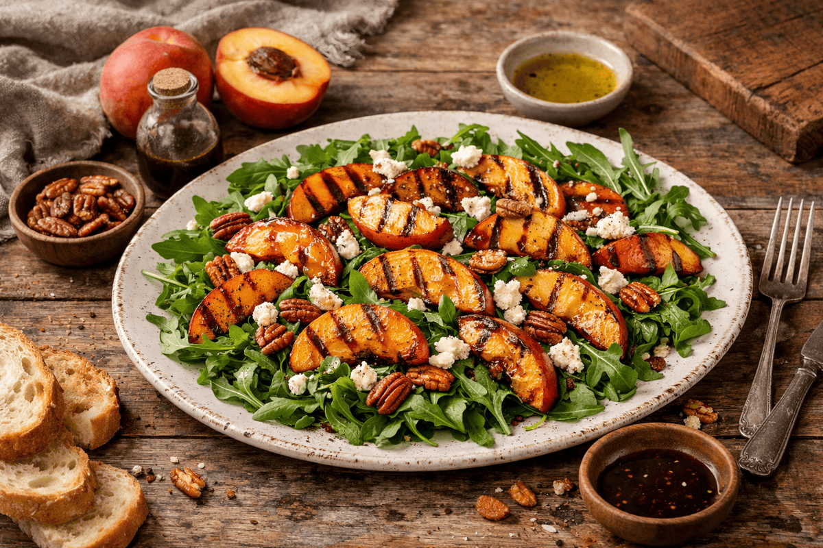 Grilled Peach and Goat Cheese Salad