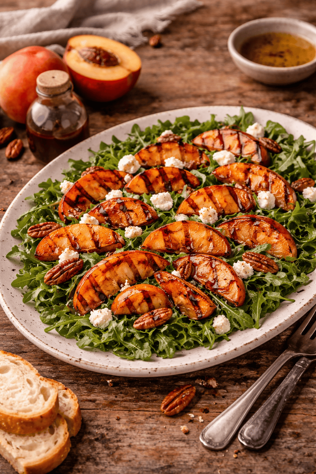 Grilled Peach and Goat Cheese Salad