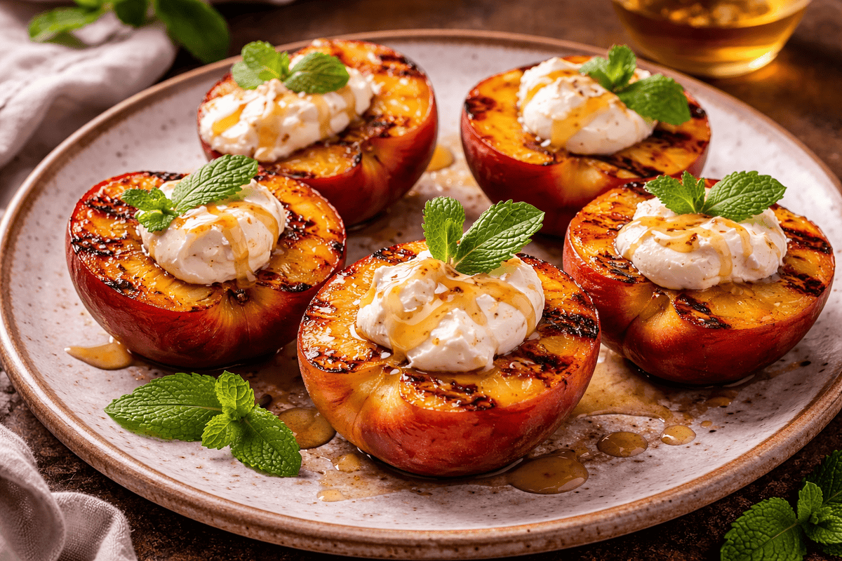 Grilled Peaches with Mascarpone