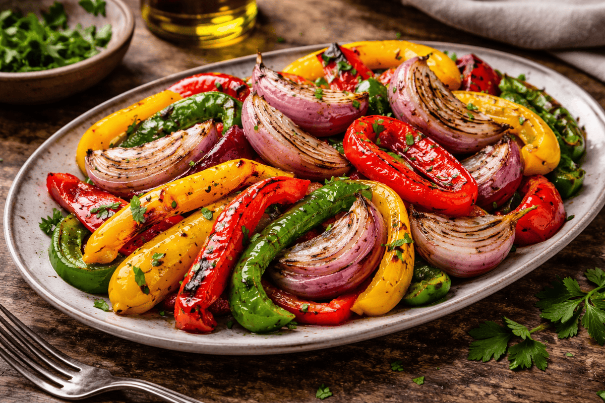 Grilled Peppers and Onions