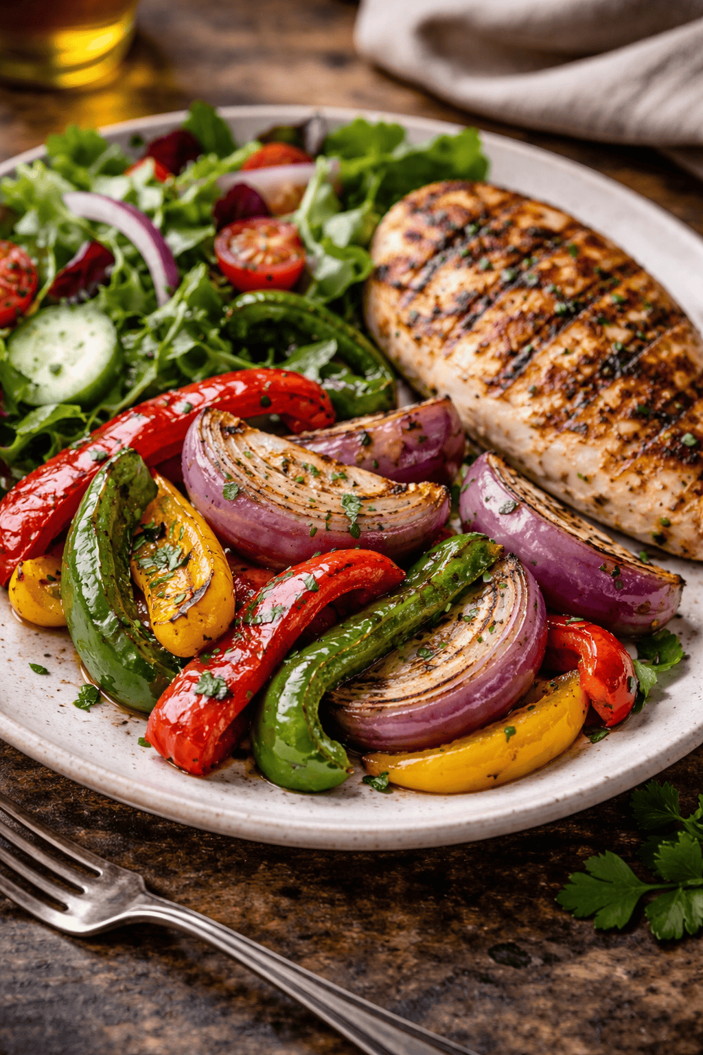 Grilled Peppers and Onions