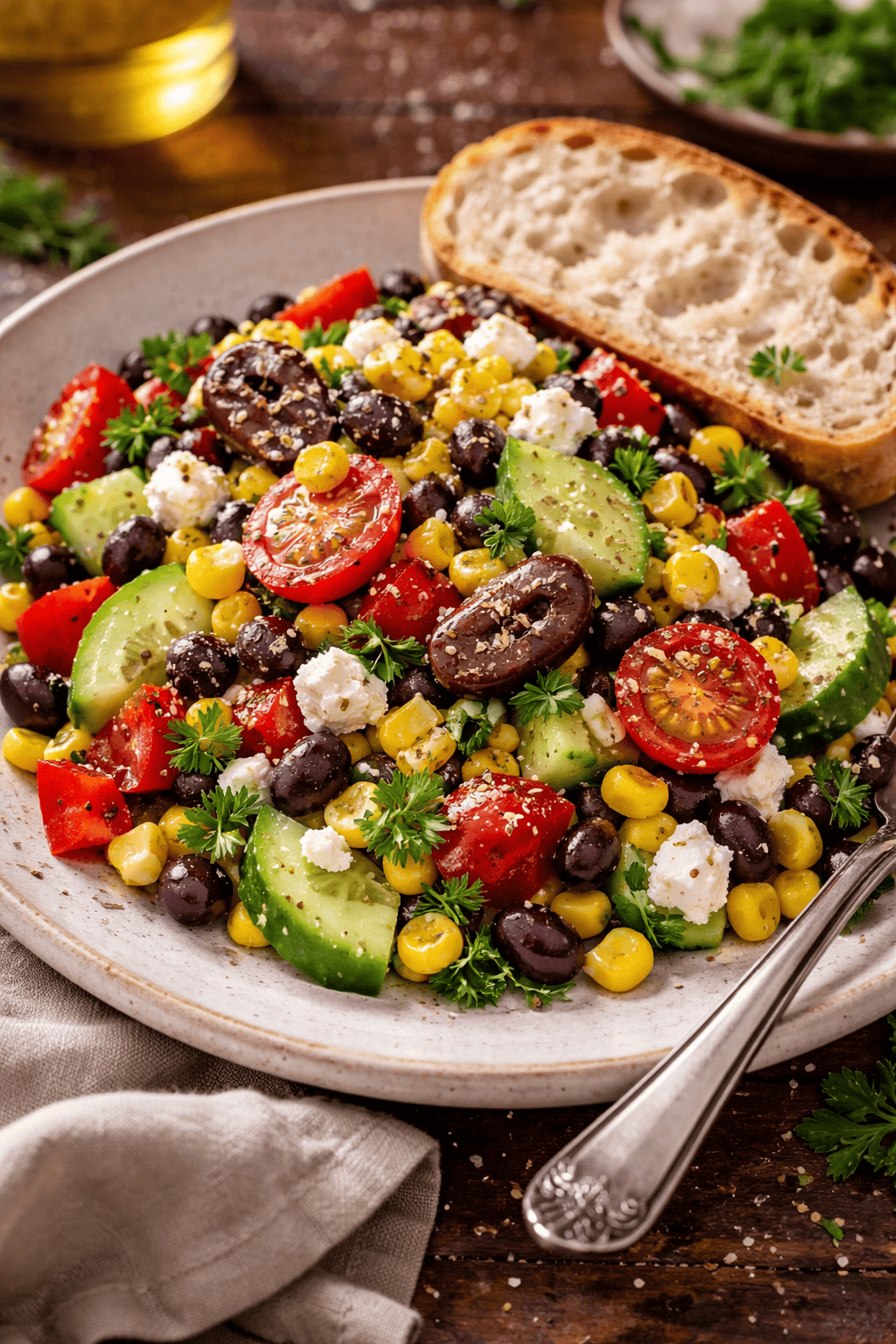 Mediterranean Corn and Black Bean Salad