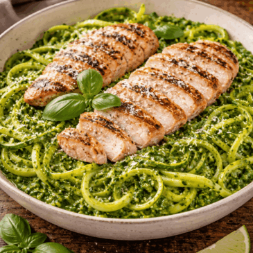 Grilled Chicken with Pesto Zucchini Noodles