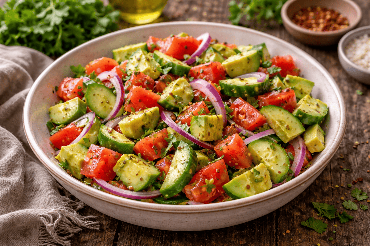 Tomato Cucumber Avocado Salad
