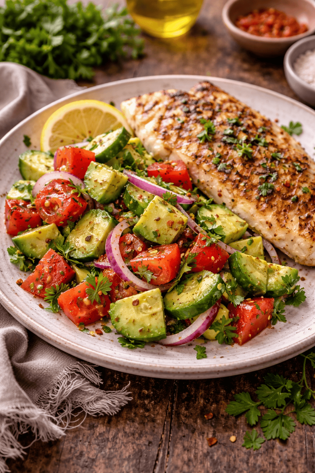Tomato Cucumber Avocado Salad