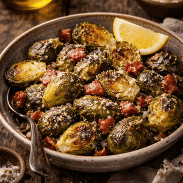 Roasted Brussels Sprouts with Bacon and Parmesan