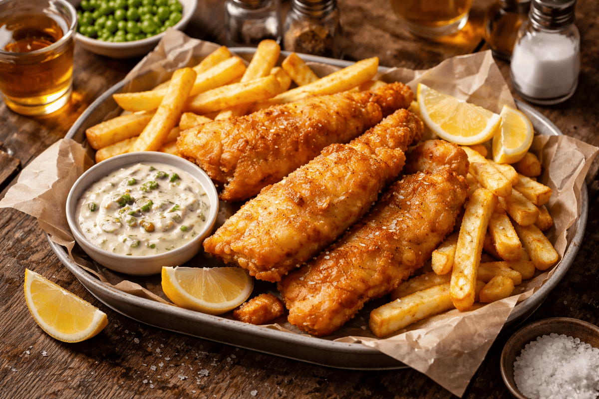 Crispy Fish and Chips with Simple Tartare Sauce