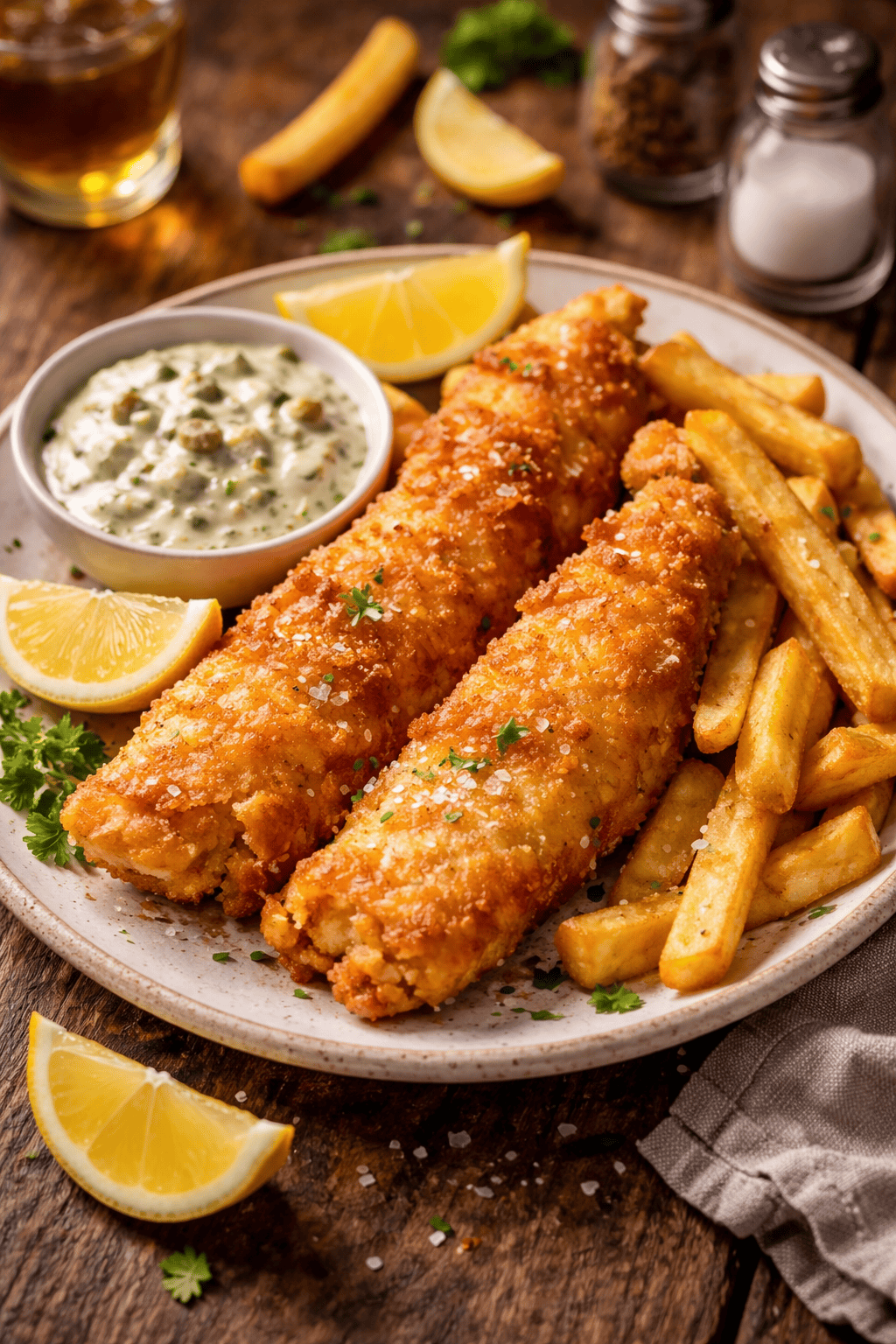 Crispy Fish and Chips with Simple Tartare Sauce
