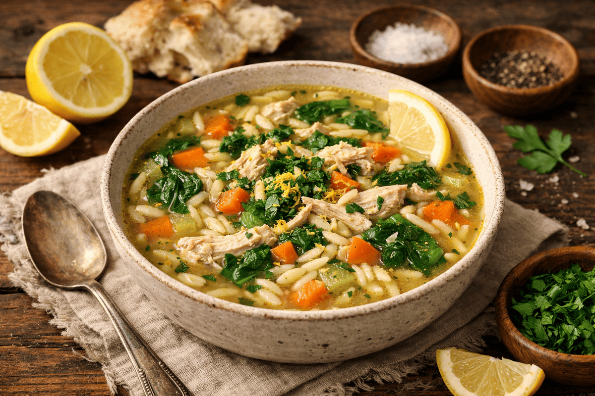 Lemon Chicken Orzo Soup
