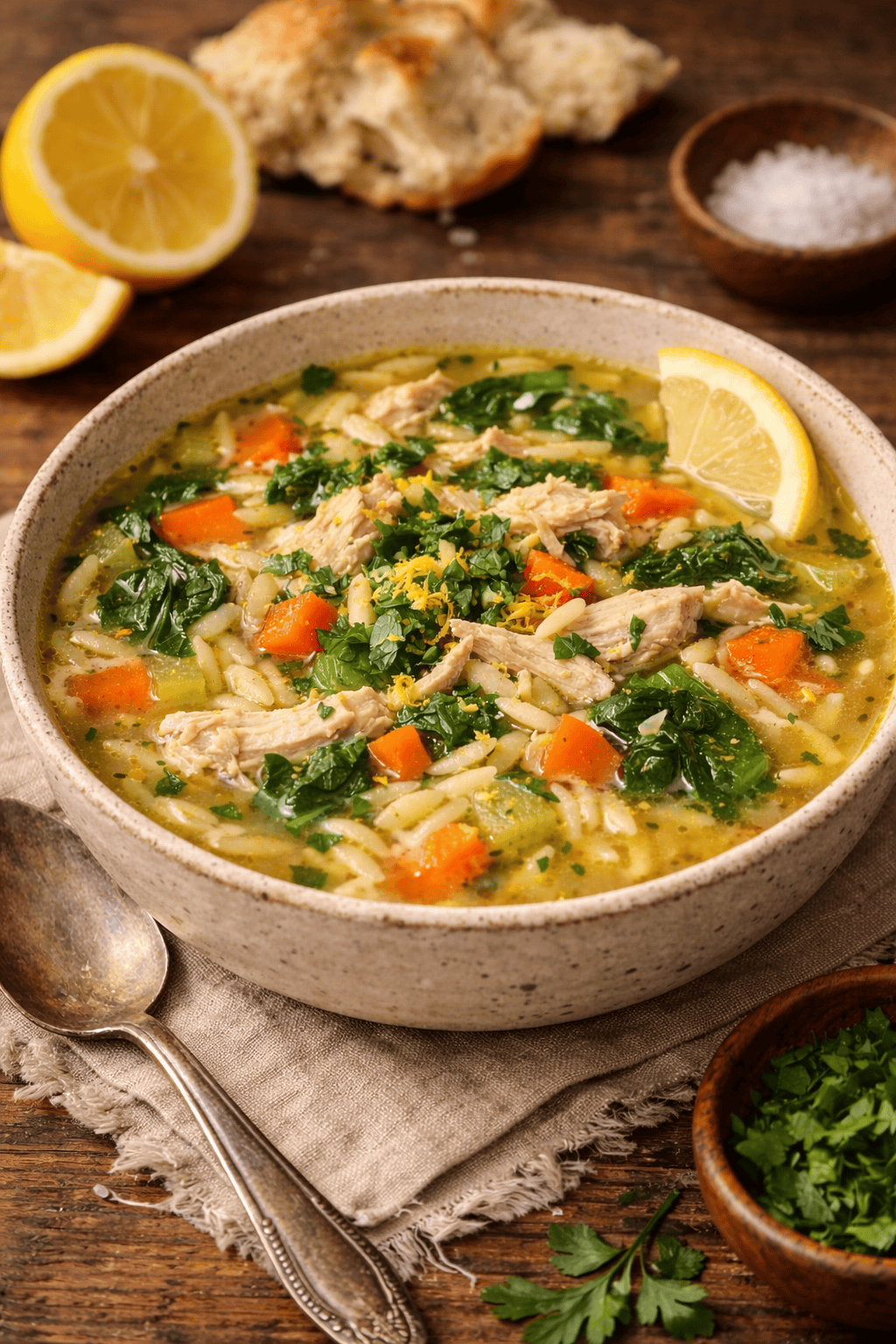 Lemon Chicken Orzo Soup