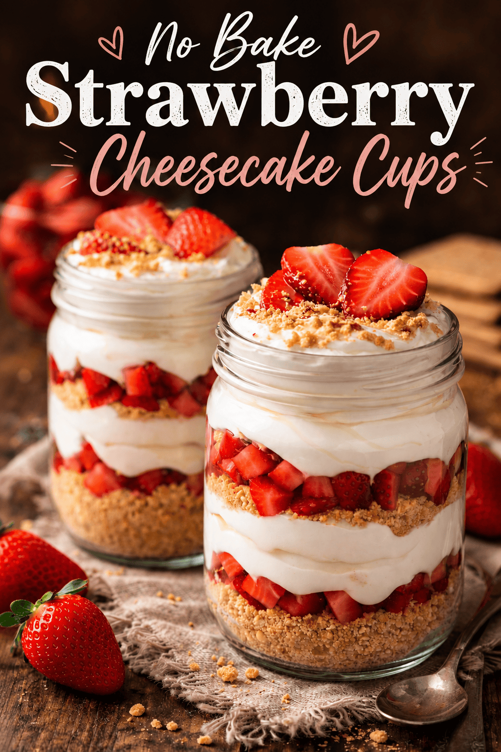 No Bake Strawberry Cheesecake Cups